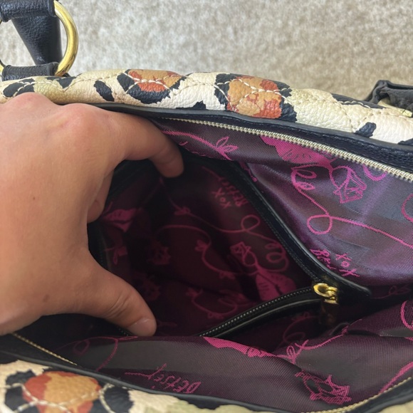 Betsey Johnson Cheetah Print Quilted Satchel Purse Shoulder Bag Y2K Retro Animal - Picture 9 of 16